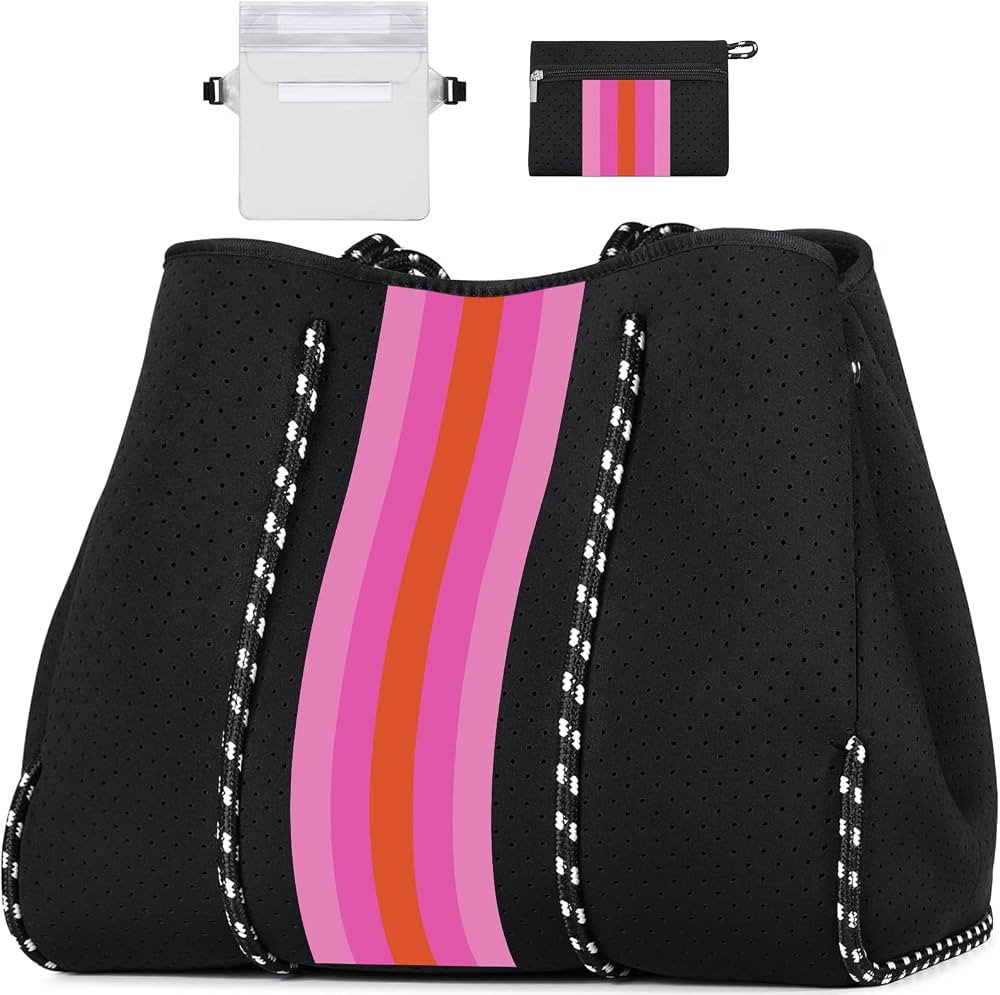 IBFUN Neoprene Tote Bag Large Beach Bag for Women Pool Gym Tote Bag Travel Tote Bag | Amazon (US)
