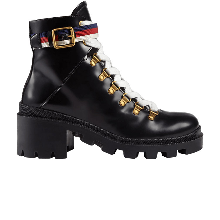 Buy Gucci Wmns Sylvie Web 55mm Ankle Boot 'Black Mystic White Red' - 481156 DKS30 1159 | GOAT | GOAT