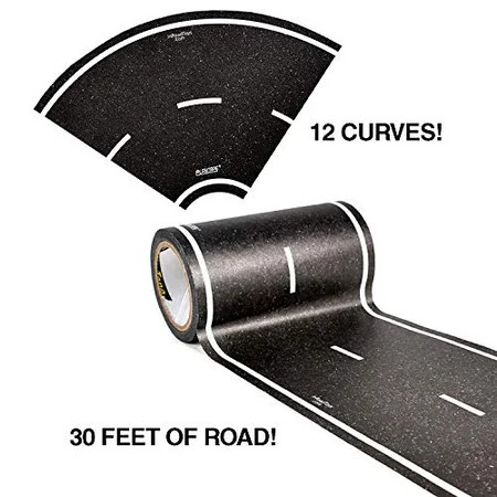 PlayTape Black Road Tape ― Includes Street Curves Tape Toy Car Track for Kids Sticker Roll for Cars  | Walmart (US)
