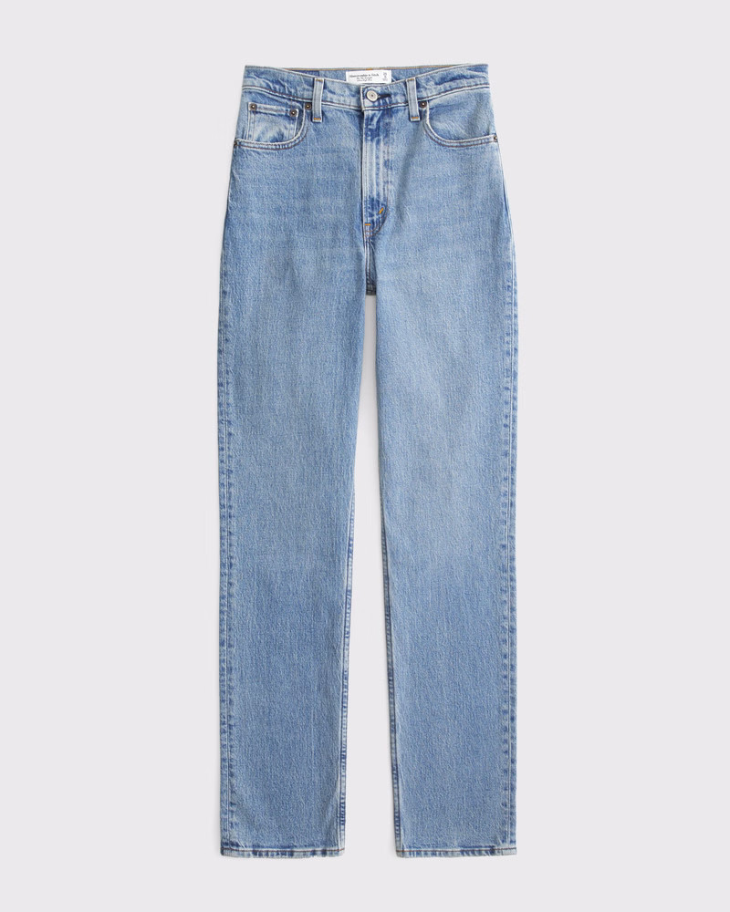 Abercrombie & Fitch Women's Ultra High Rise 90s Straight Jean in Medium - Size 30 X-SHORT | Abercrombie & Fitch (US)