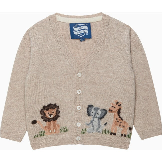 Trotters London | Little Augustus & Friends Cardigan Sweater, Oatmeal (Natural, Size 12-18M) | Maisonette | Maisonette