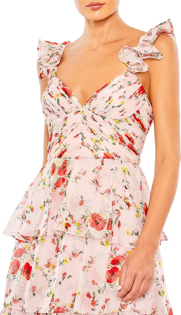 Floral Print Tiered Empire Gown | Nordstrom