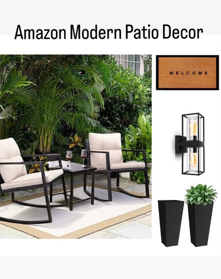 Modern front porch decor, patio furniture, patio decor, planters, outdoor lights

#LTKhome #LTKSeasonal #LTKFind