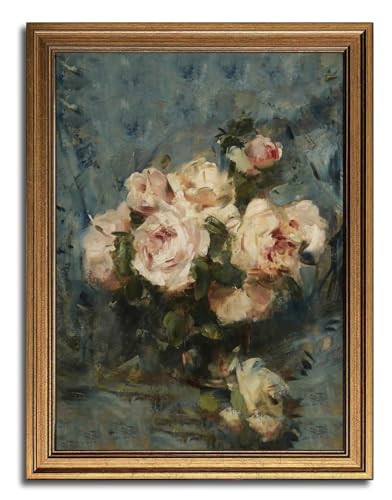 Gold Framed Wall Art Vintage Floral Canvas Art Prints Impressionist Flower Botanical Paintings Wall Decor Rose Aesthetic Pictures Artwork for Living Room Bedroom Bathroom 12x16in | Amazon (US)