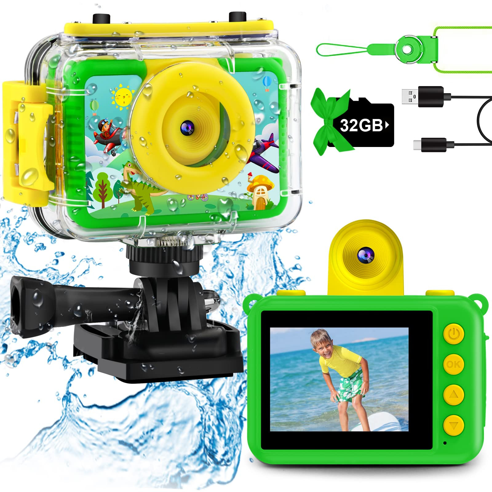 GKTZ Kids Camera - Waterproof Underwater Camera for Kids, Christmas Birthday Gifts for Boys Age 3... | Amazon (US)