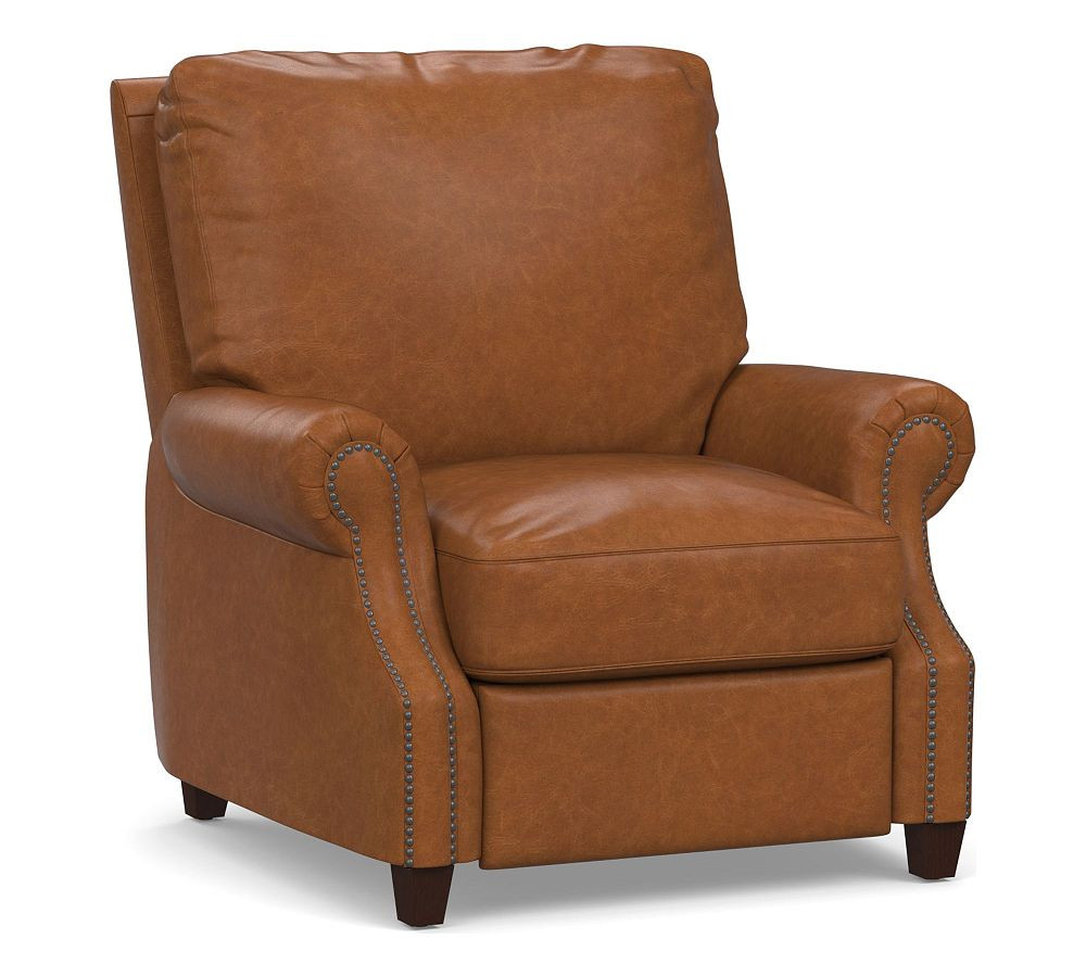 James Roll Arm Leather Manual &amp; Power Recliner | Pottery Barn (US)