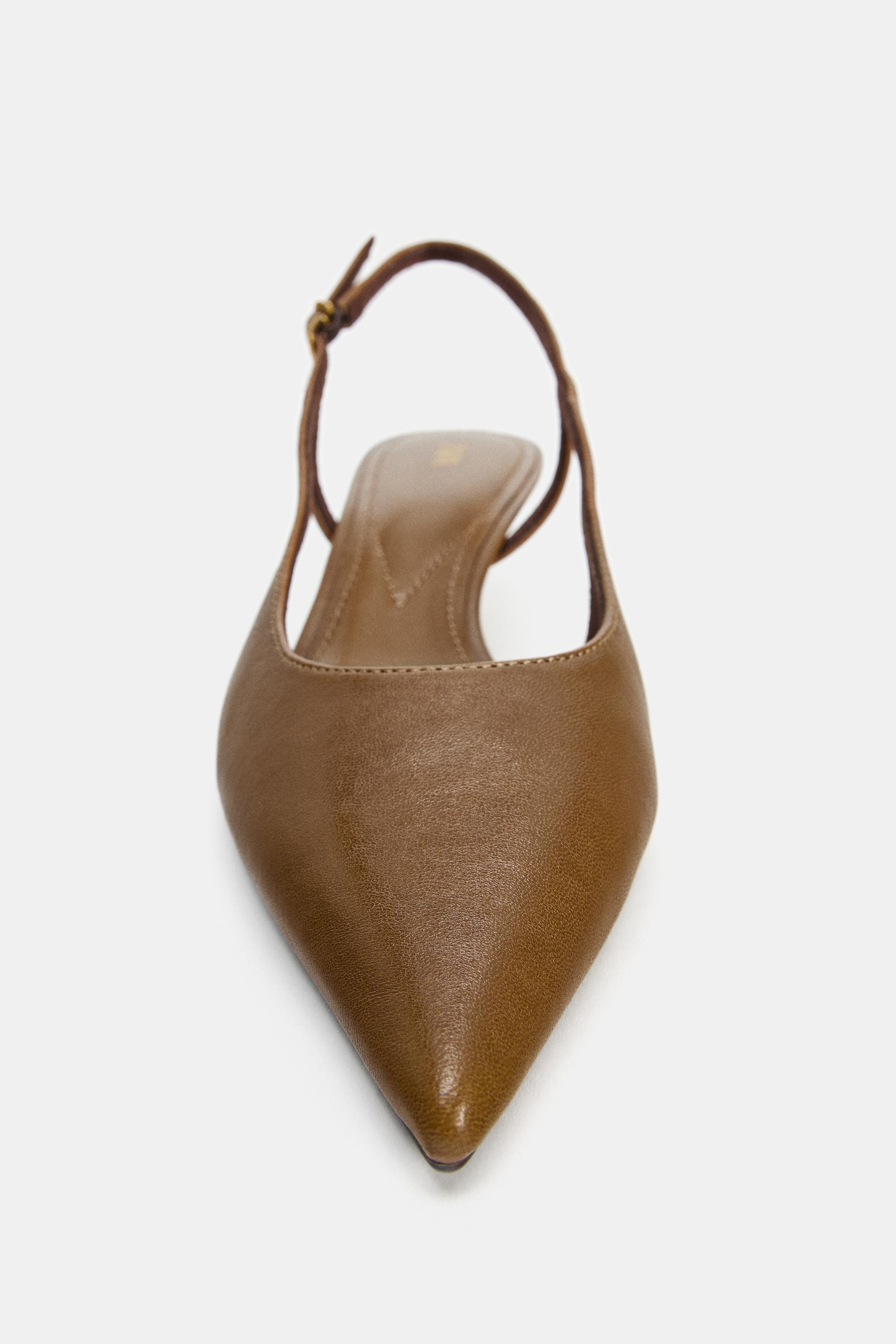 LEATHER KITTEN HEEL SHOES | Zara UK