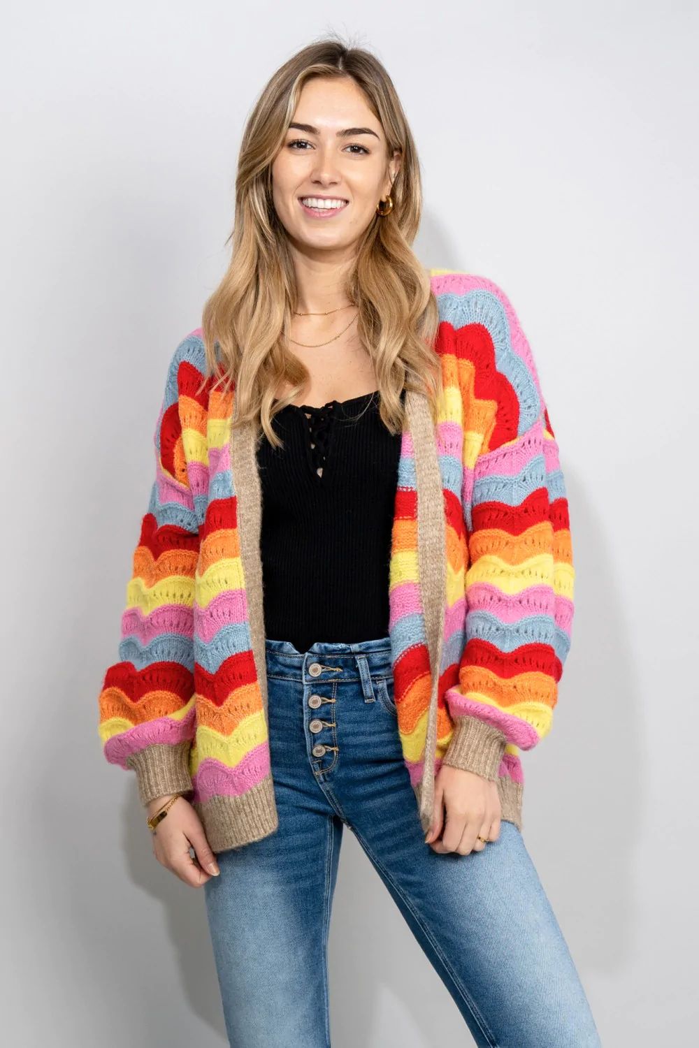 Rainbow Stripe Cardigan | Peppered with leopard