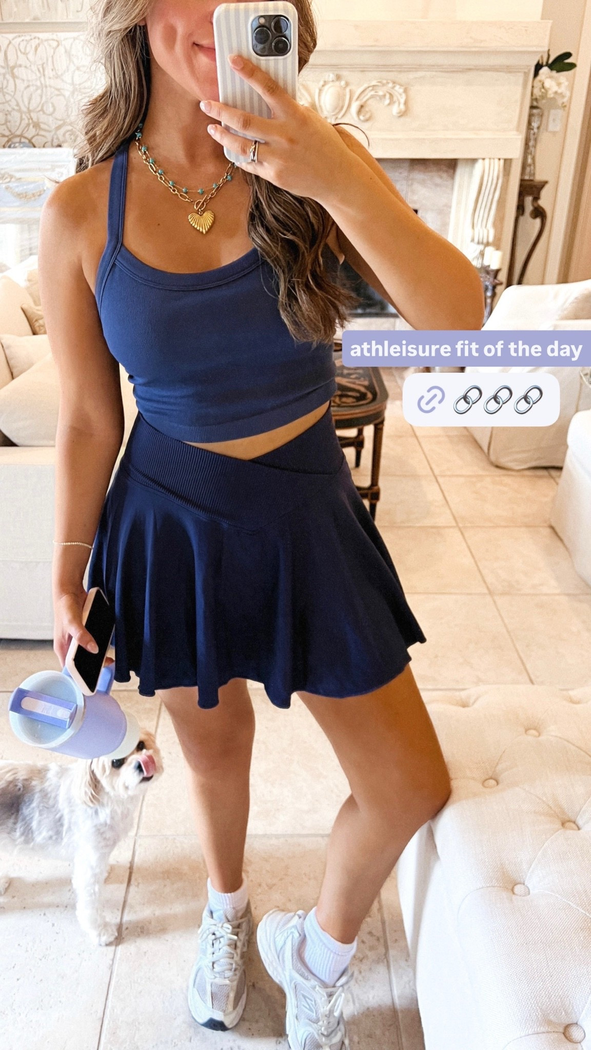 Navy workout set , navy tennis skort, navy workout tank, amazon jewelry