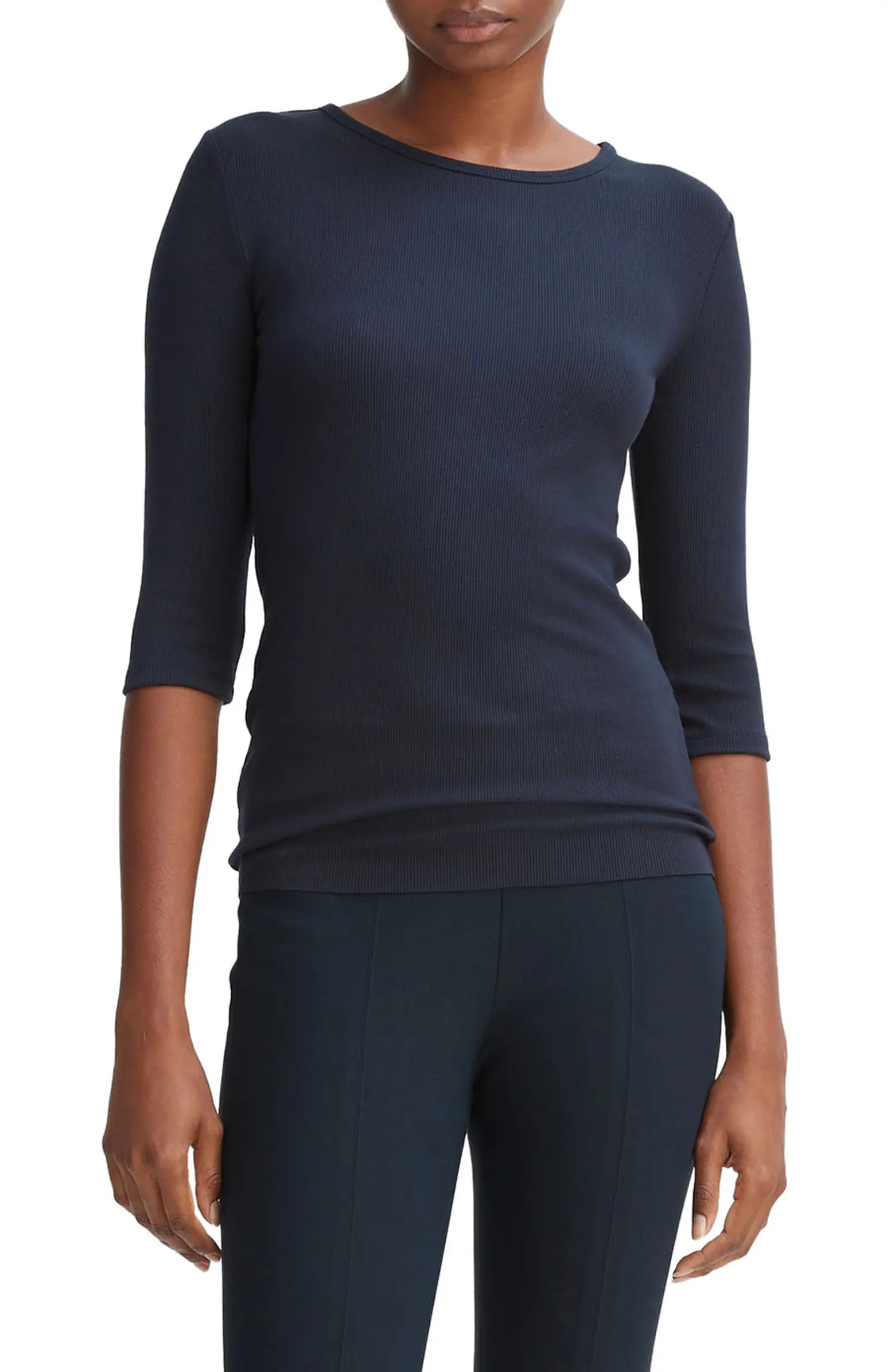 Vince Elbow Sleeve Rib Top | Nordstrom | Nordstrom