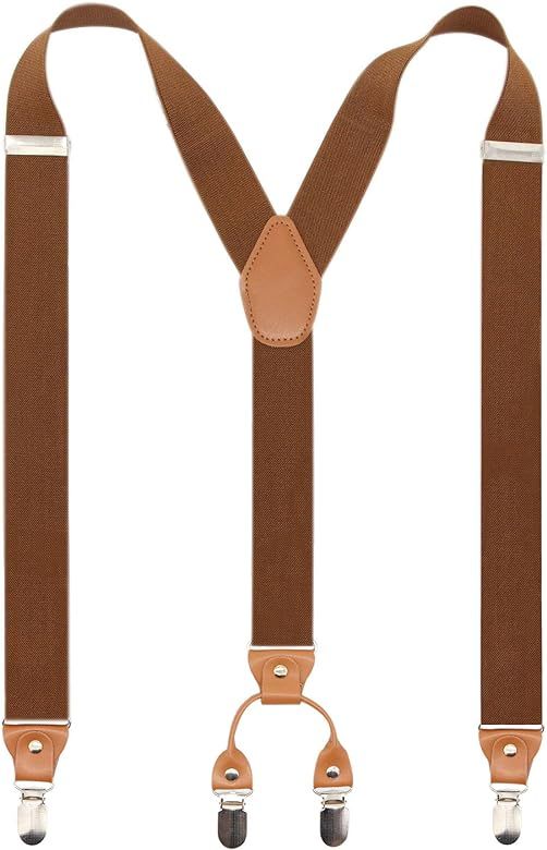 Men’s Y-Back 4 Metal Clip Elastic Wide Suspenders Perfect For Both Casual&Formal | Amazon (US)