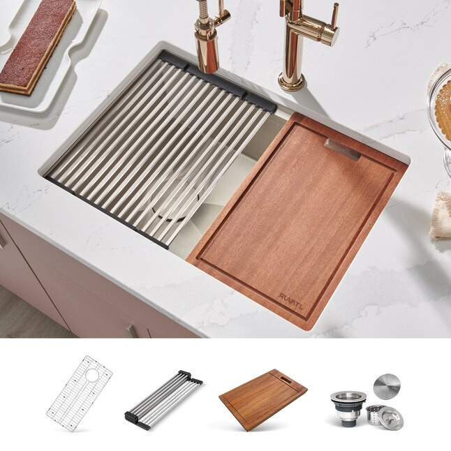 Ruvati Veniso Undermount 30-in x 19-in Stainless steel Single bowl 16 -Gauge Kitchen Sink | Lowe's