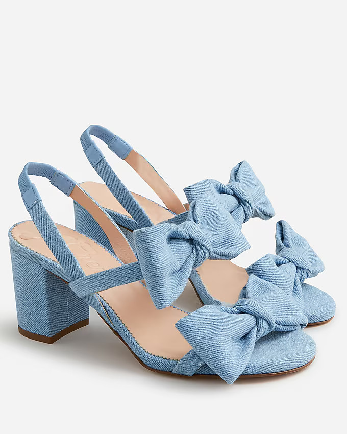 Lucie bow slingback sandals in denim twill | J. Crew US