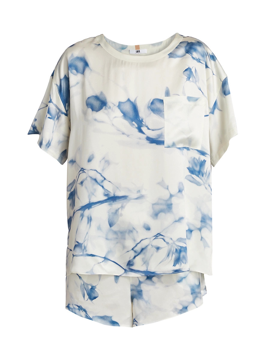 Women's Grace Dines Silk T-Shirt & Shorts Set - Whispered Bloom Large - Size Small | Saks Fifth Avenue
