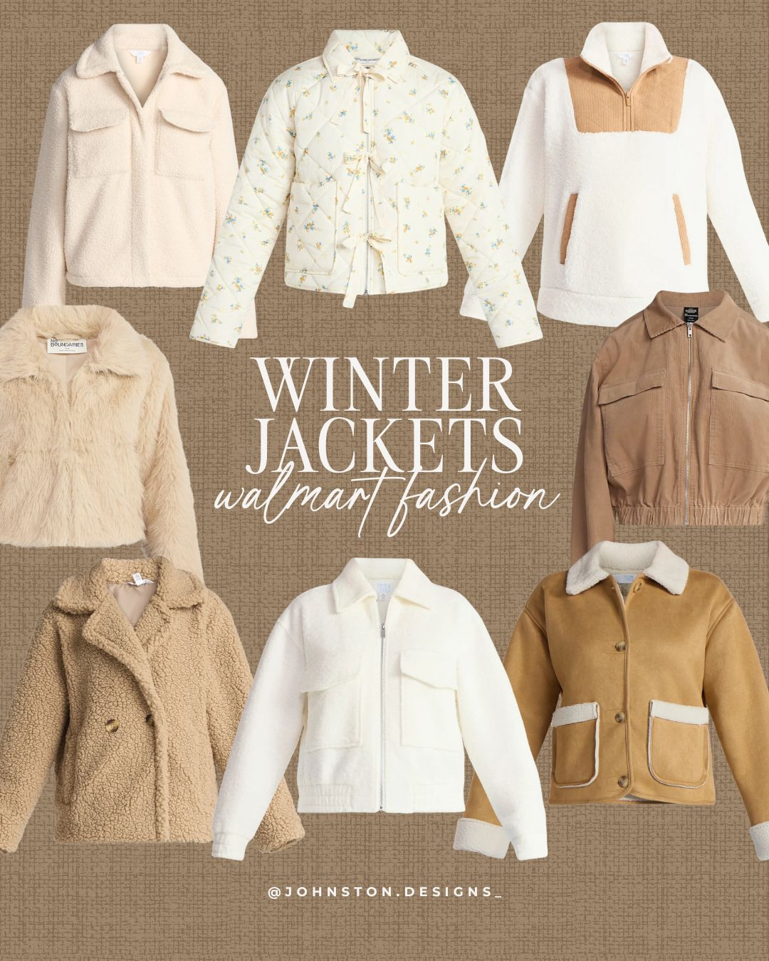 Affordable women's winter jackets all from Walmart! Sherpa, leather, puffer, trending, white, ivory, tan, neutral finds, winter style, winter fashion, cold weather, outerwear, Walmart fashion. 

 #LTKSeasonal #LTKFindsUnder50 #LTKFindsUnder100