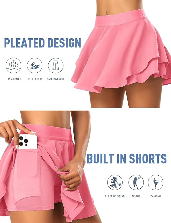 Tennis Skirt for Women with Shorts Golf Skort High Waisted Workout Athletic Skorts Skirts with Po... | Amazon (US)