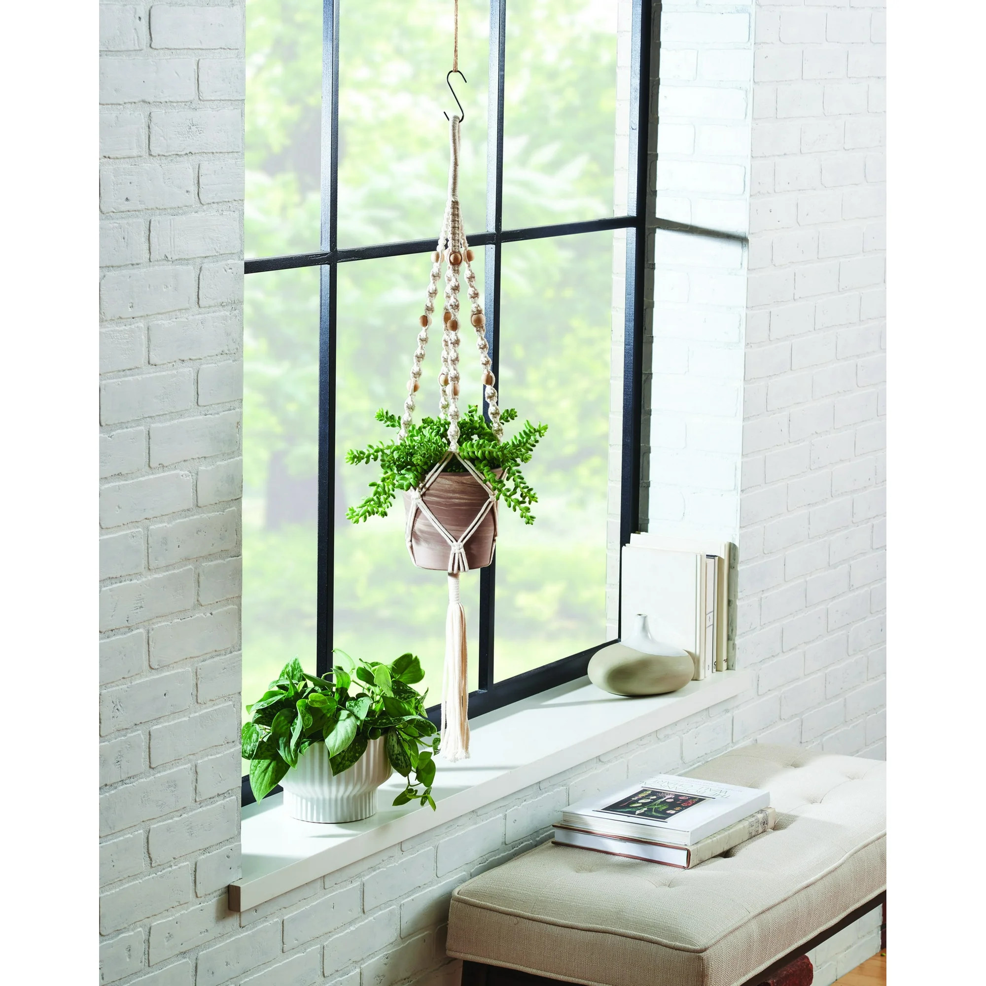 Better Homes & Gardens Cotton Rope Planter Hanger, White. | Walmart (US)