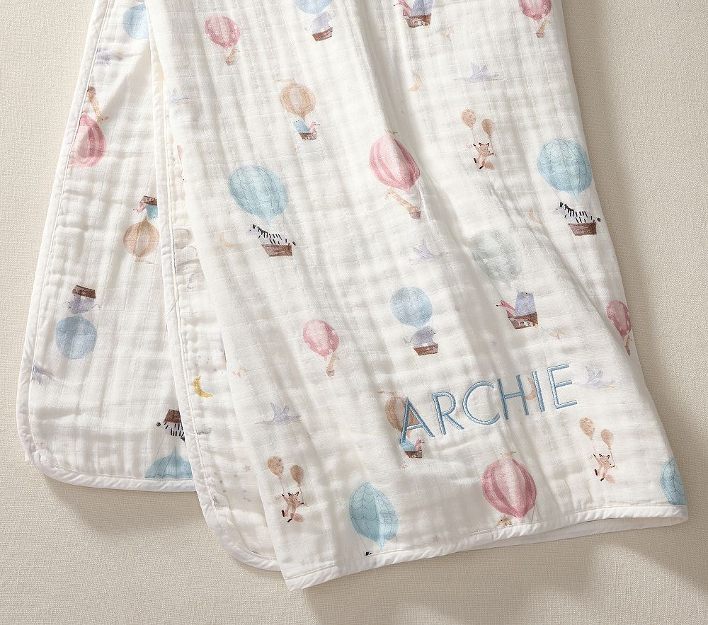 Hot Air Balloon Oversized Organic Muslin Baby Blanket | Pottery Barn Kids