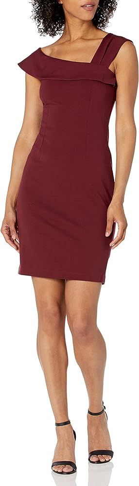 Amazon Brand - Lark & Ro Women's Asymmetrical Flounce Neckline Sheath Dress | Amazon (US)