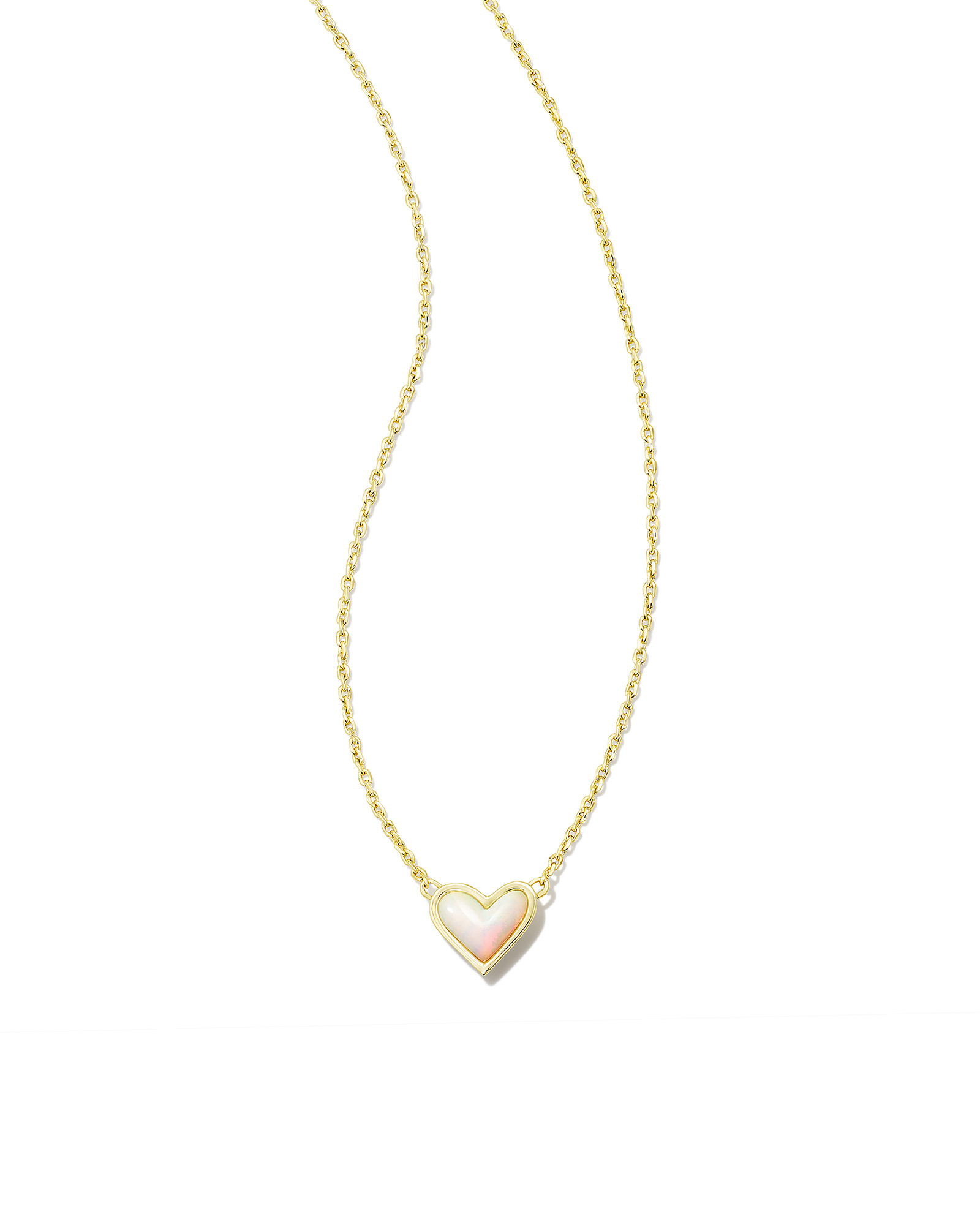 Framed Ari Heart Gold Short Pendant Necklace in White Opalescent Resin | Kendra Scott | Kendra Scott