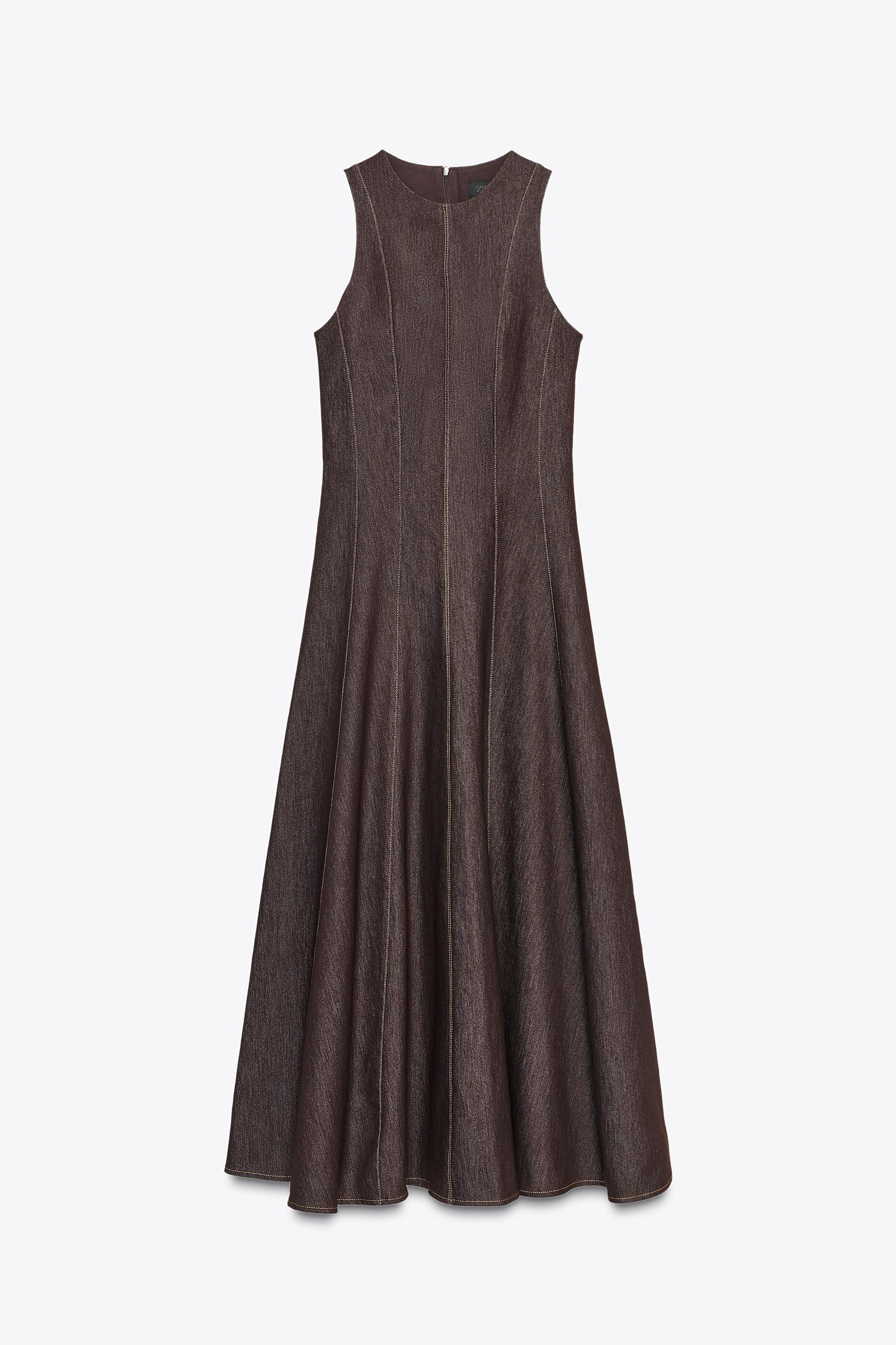 CONTRAST TOPSTITCH MIDI DRESS | Zara US