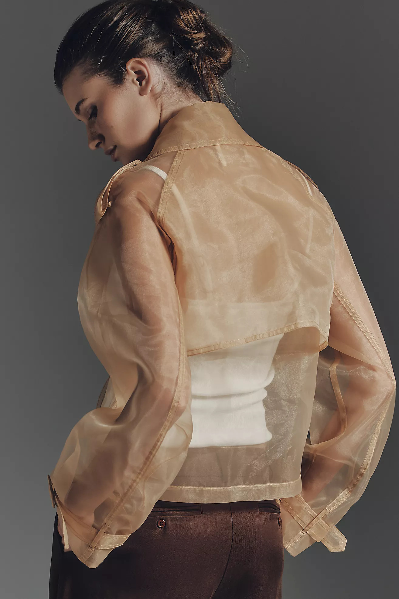 Maeve Crop Sheer Organza Trench Coat | Anthropologie (US)