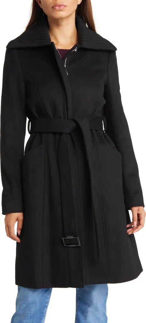 Sam Edelman Rib Collar Wool Blend Trench Coat | Nordstrom | Nordstrom