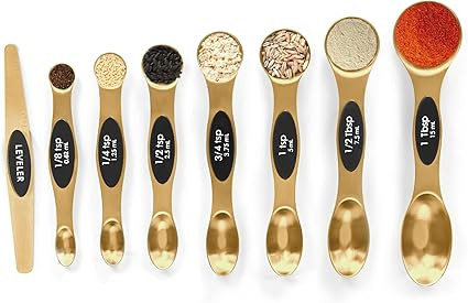 Magnetic Measuring Spoons Set Stainless Steel with Leveler, Stackable Metal Tablespoon Measure Sp... | Amazon (US)