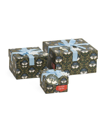 Set Of 3 Holiday Seasonal Swan Gift Boxes | TJ Maxx