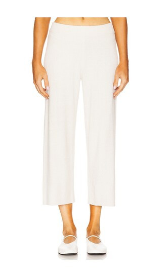 Barefoot Dreams CozyChic Ulra Light Side Stripe Crop Pant in Ivory. - size S | Revolve Clothing (Global)