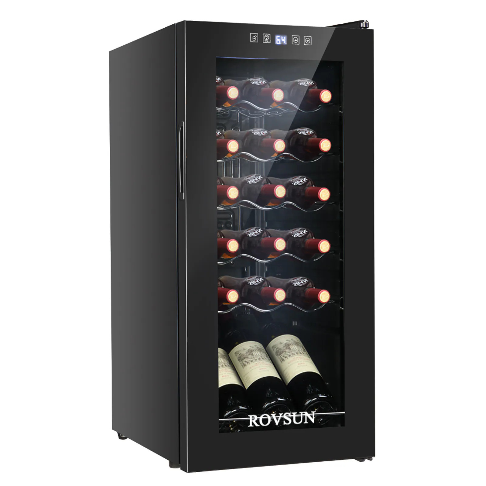 ROVSUN 13.6-in W 18-Bottles Black Freestanding Indoor Wine Cooler one_size | LS-G27000499 | Lowe's
