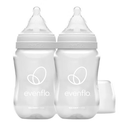 Evenflo Balance Wide-Neck Anti-Colic Baby Bottles - 9oz/2pk: Silicone Nipple, BPA-Free, Level 1 Slow Flow | Target