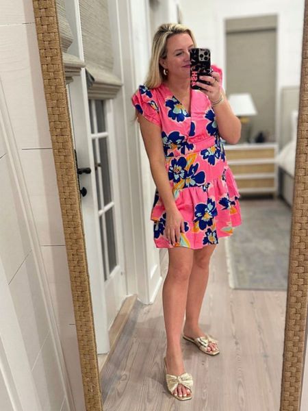 Loving this spring dress! The pink with the pops of blue and green and white are so fun! Wearing size small, true to size. Use code FANCY15 to save 15% 

#LTKSeasonal #LTKsalealert #LTKstyletip