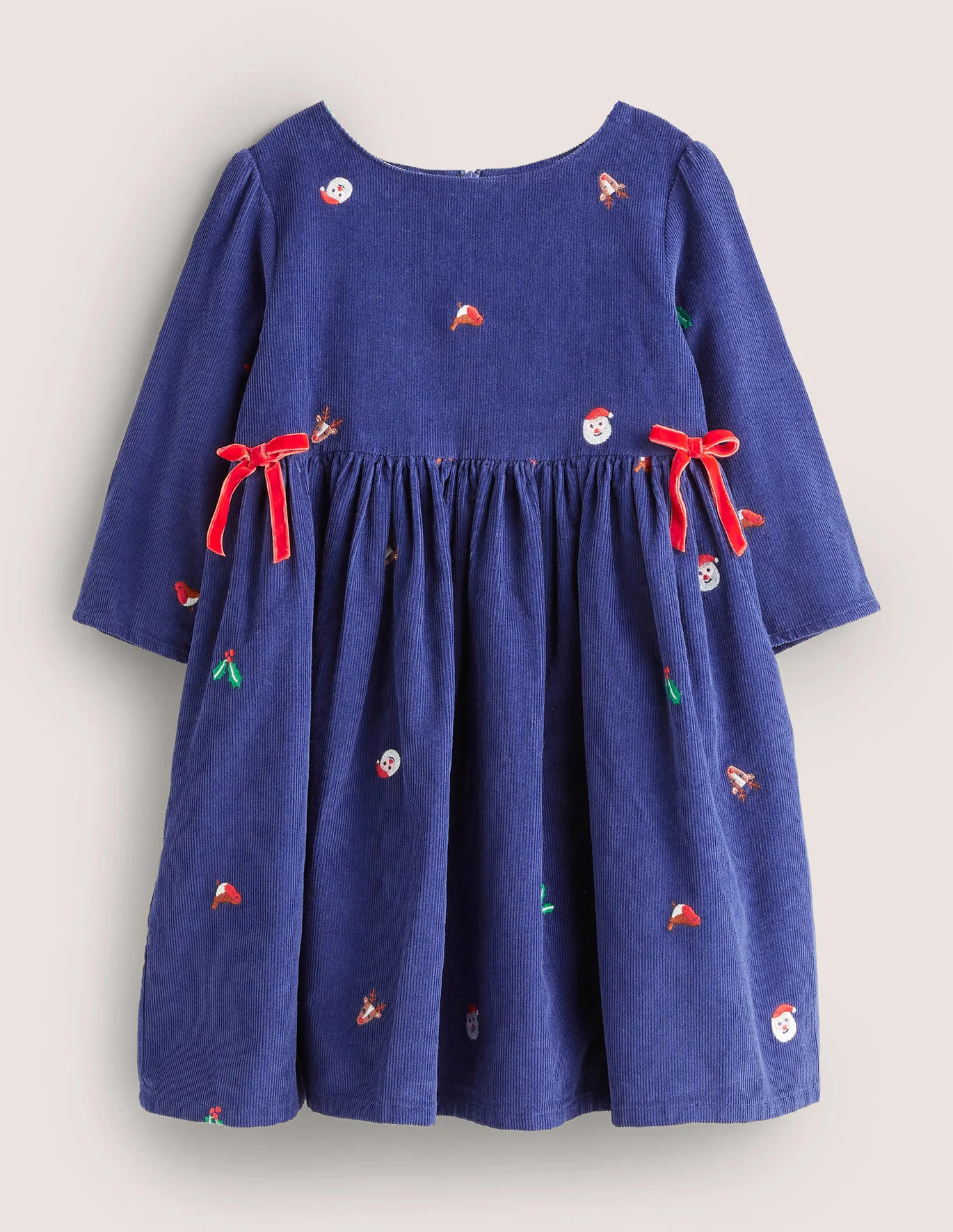 Cord Embroidered Dress - Starboard Blue Festive | Boden (US)