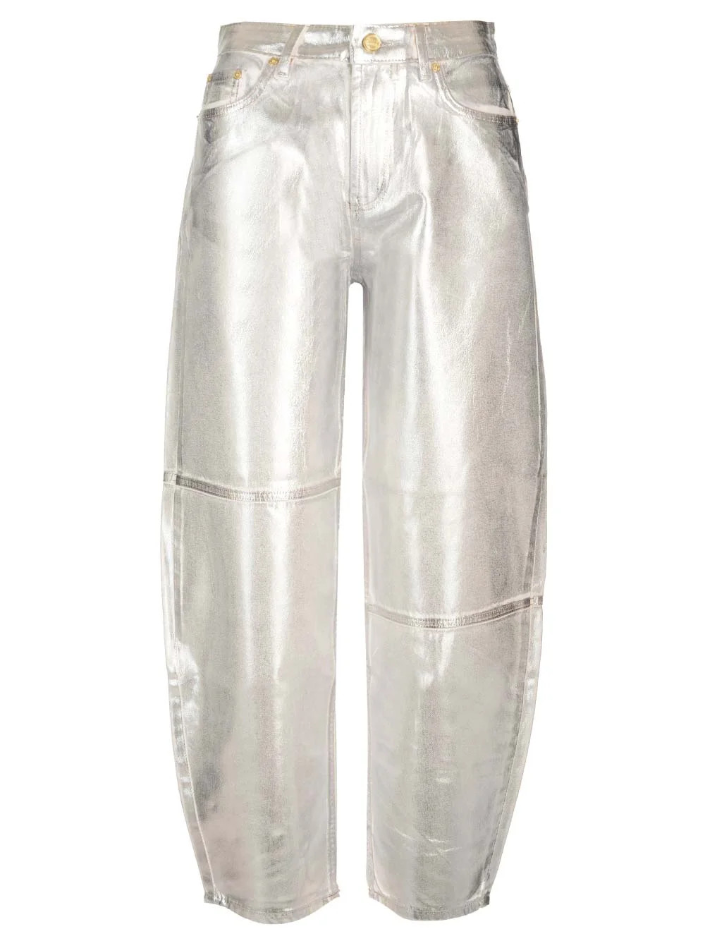 Ganni Metallic-Finish Tapared Jeans | Cettire Global