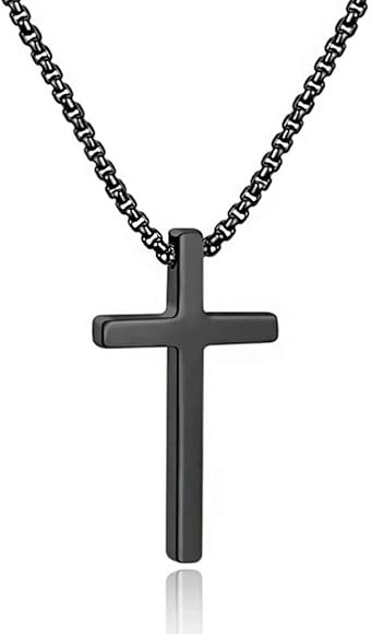 M MOOHAM Cross Necklace for Men, Silver Black Gold Stainless Steel Plain Cross Pendant Necklace f... | Amazon (US)