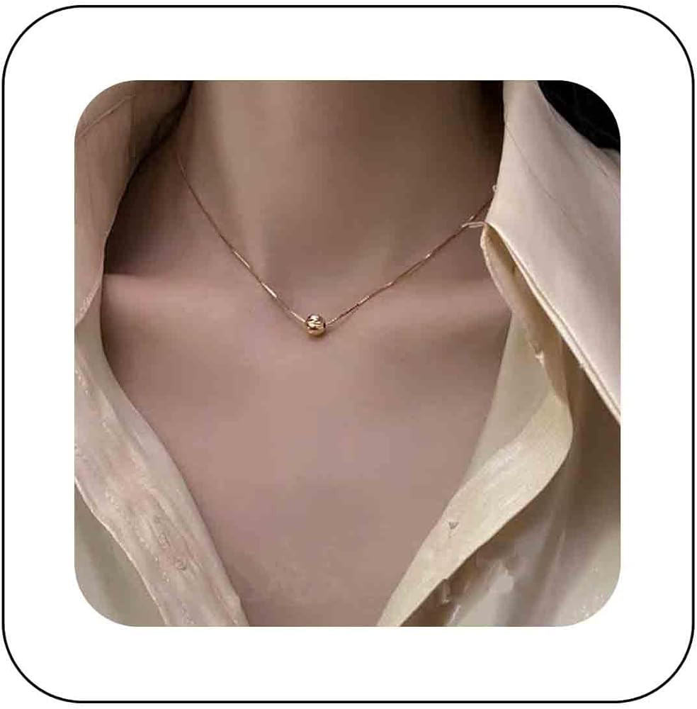 Minimalist Gold Ball Pendant Necklace - Tiny Floating Bead Choker - Hypoallergenic, Adjustable Ch... | Amazon (US)