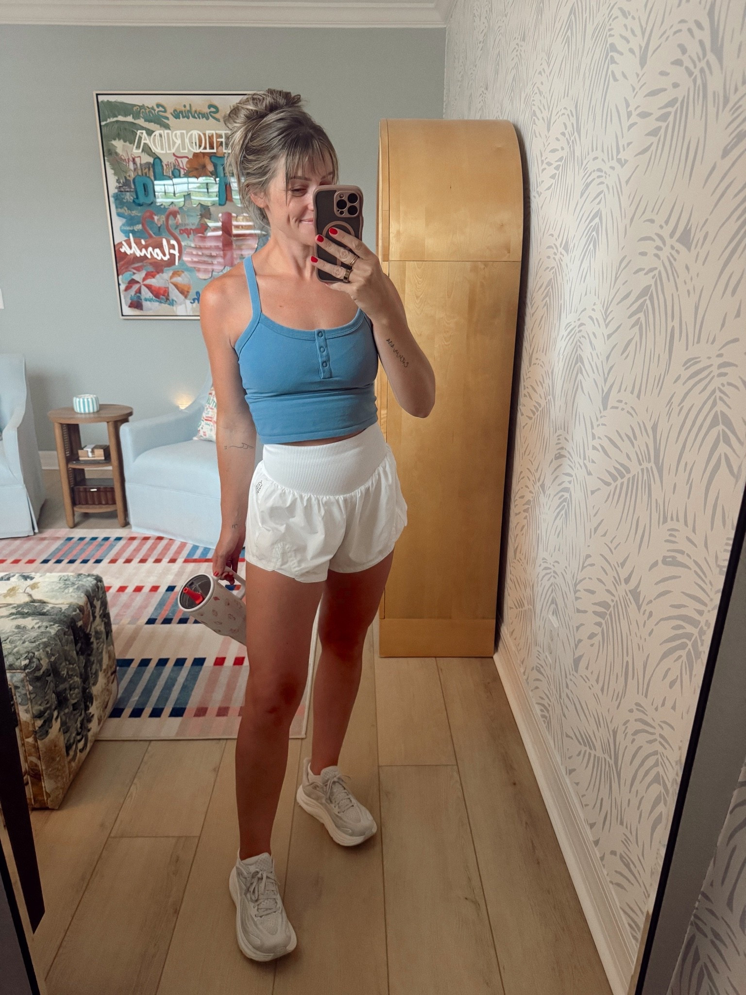 My target bra tank is sold out now. I’ve shared it a million times!! Hopefully you snagged it :) if not, I added more Target activewear I own and love here. Shorts are free people— size small.