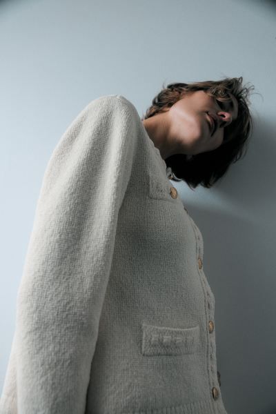 Textured-knit cardigan - Cream - Ladies | H&M GB | H&M (UK, MY, IN, SG, PH, TW, HK)