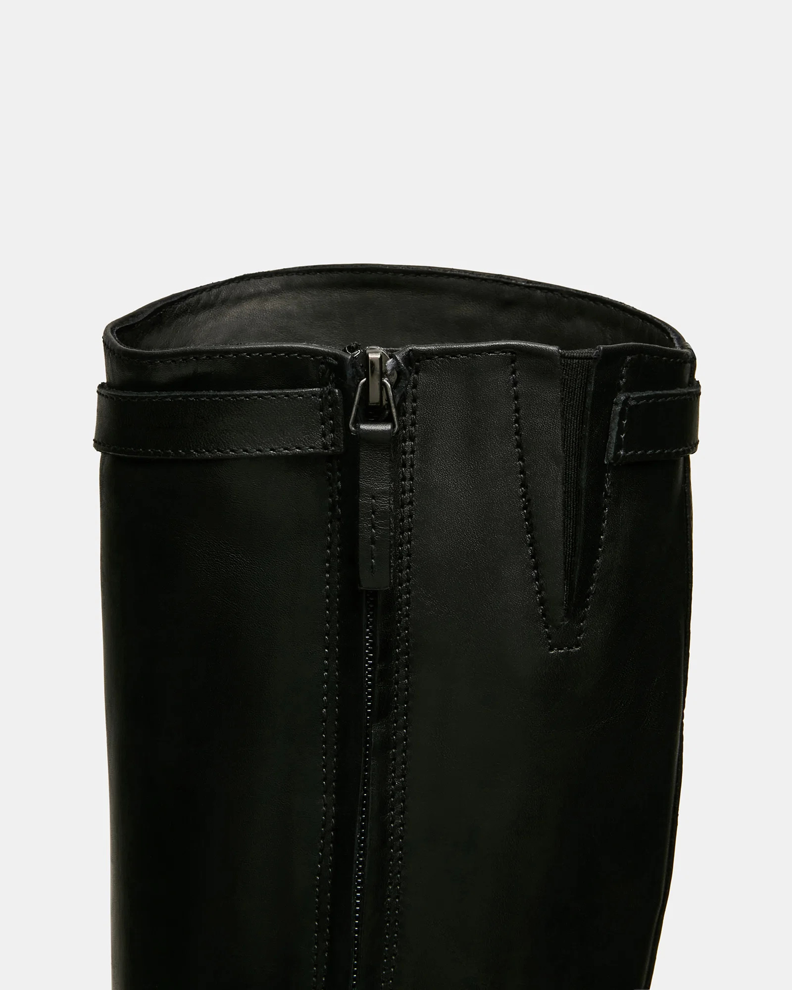 BEXLEY Black Leather Knee-High Round-Toe Buckle Women's Boot | Steve Madden (US)