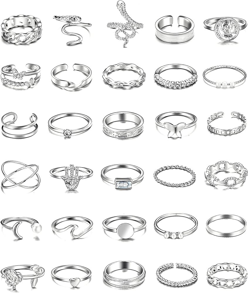 iF YOU 30 Pcs Vintage Gold Knuckle Rings Set, Boho Butterfly Snake Stackable Finger Rings for Wom... | Amazon (US)