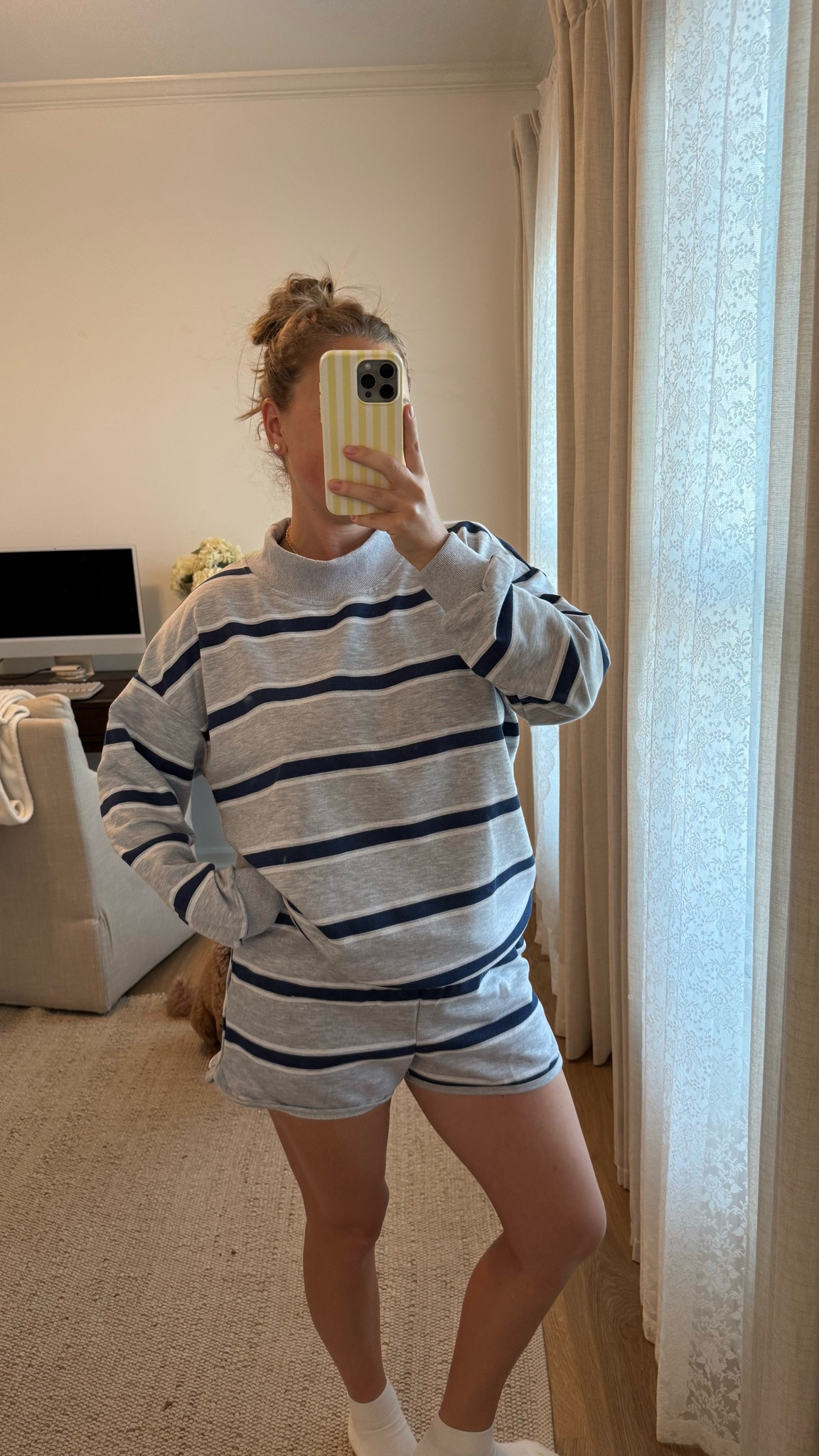 striped sweat set - mock neck sweatshirt and shorts!  

 #LTKgrwm #LTKootd #LTKmomlife
