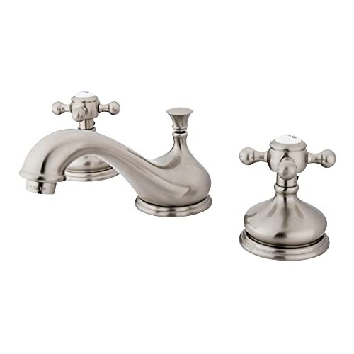 Kingston Brass KS1168BX Vintage Widespread Lavatory Faucet with Metal Cross Handle, Brushed Nickel,8-Inch Adjustable Center | Amazon (US)