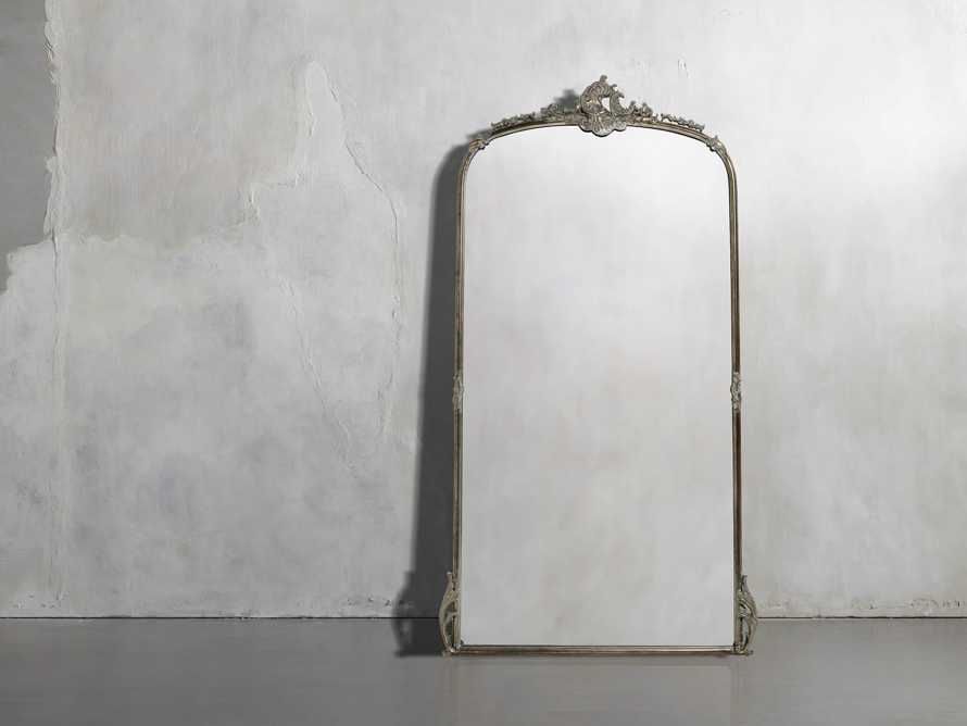 Amelie 41"" Wooden Arched Floor Mirror in Silver | Arhaus