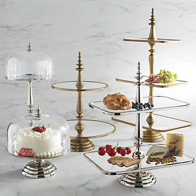 Amelie Servers & Cake Stands with Glass Tier & Metallic Finish | Frontgate