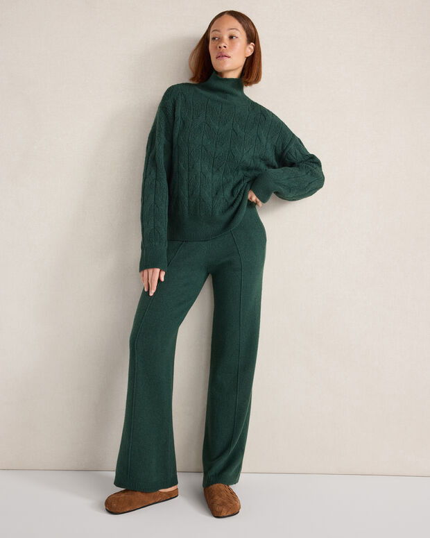 Organic Cotton Blend Pintuck Wide Leg Pants | Blackcurrant Hthr | XS | Haven Well Within