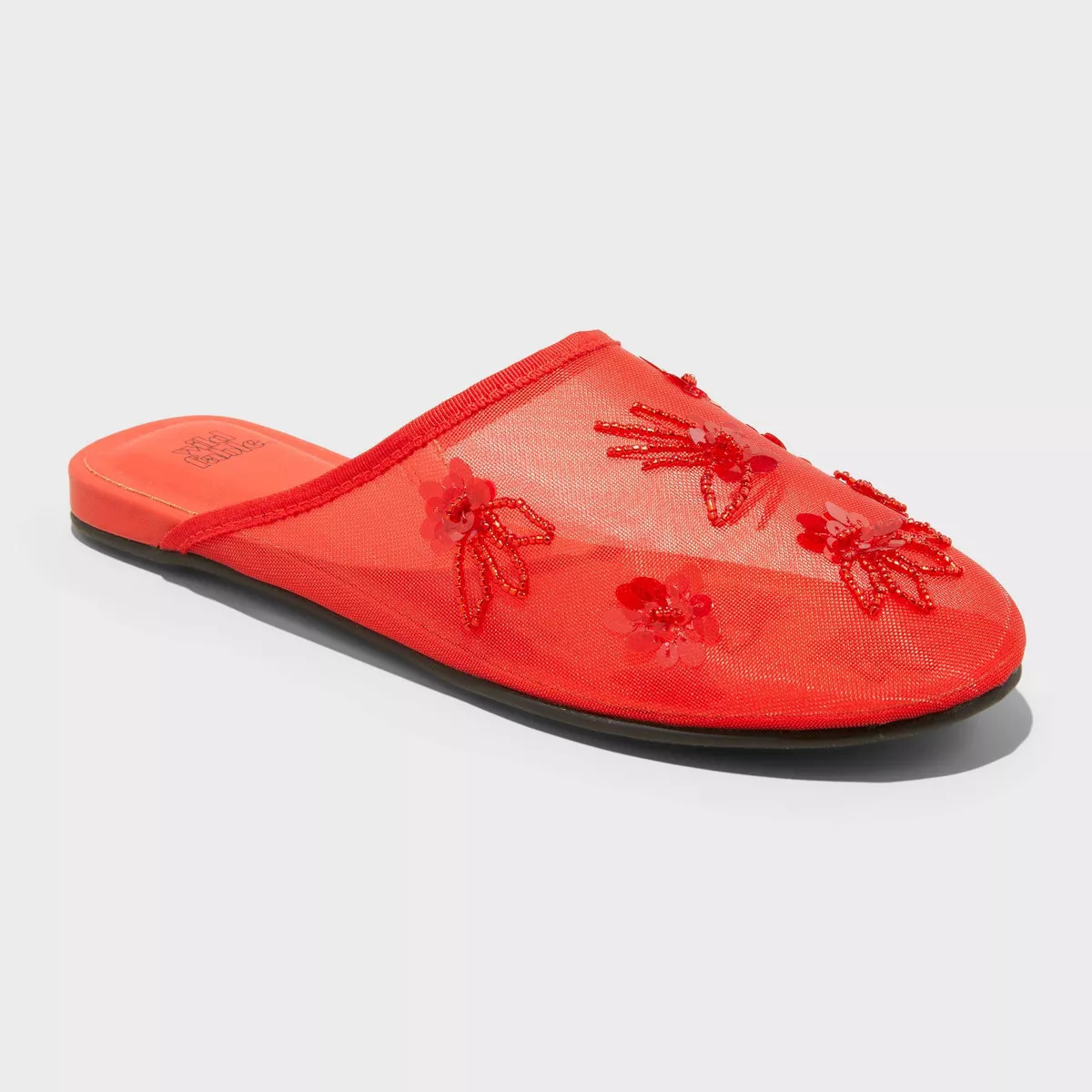 Women's Pixie Floral Mesh Slip-On Mule Flats with Memory Foam Insole - Wild Fable™ Red 5: Backl... | Target