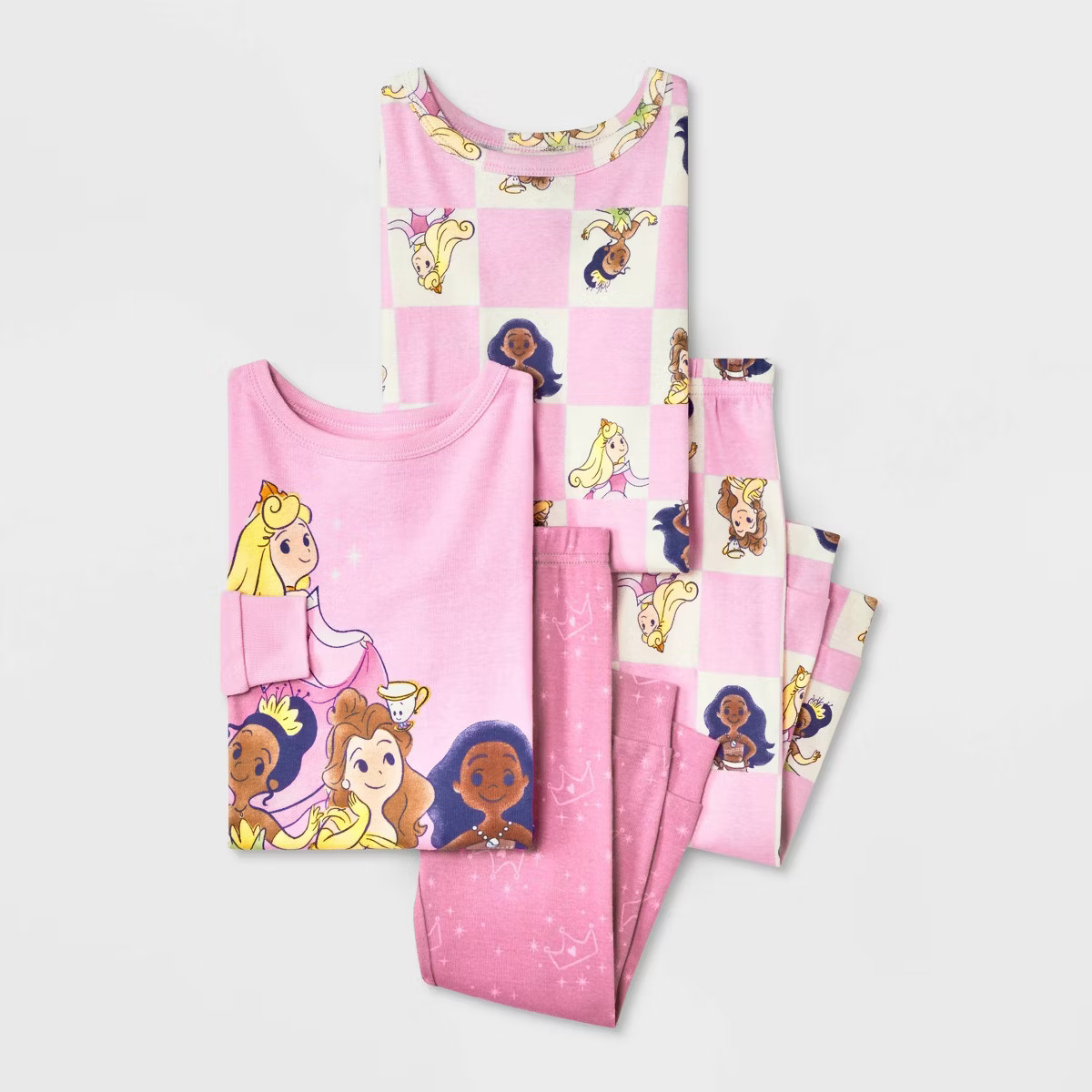 Toddler Girls' 4pc Disney Princess Cotton Long Sleeve Pajama Set - Pink | Target