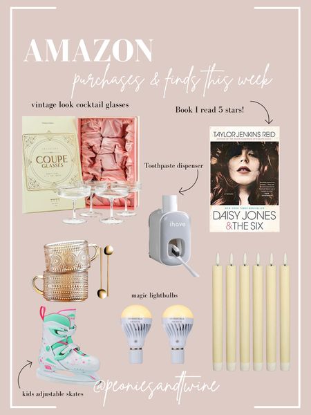 Amazon finds ice skates toothpaste dispenser home finds Taylor Jenkins Reid book club books magic lightbulb coffee bar cocktail glasses 

#LTKunder50 #LTKfamily #LTKhome