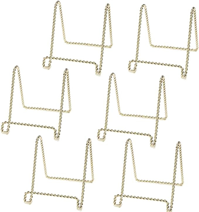 HOHIYA 6 Pcs Plate Stands for Display Holder Gold 3 Inch Twist Wire Iron for Picture Frame Decora... | Amazon (US)